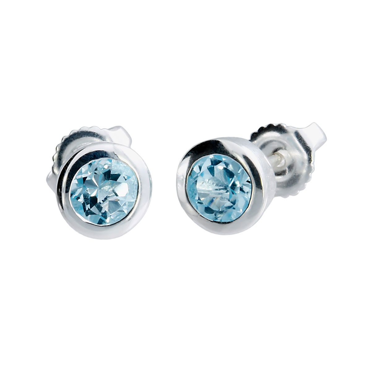 Ohrstecker Silber, Sky blue Topas, 5mm