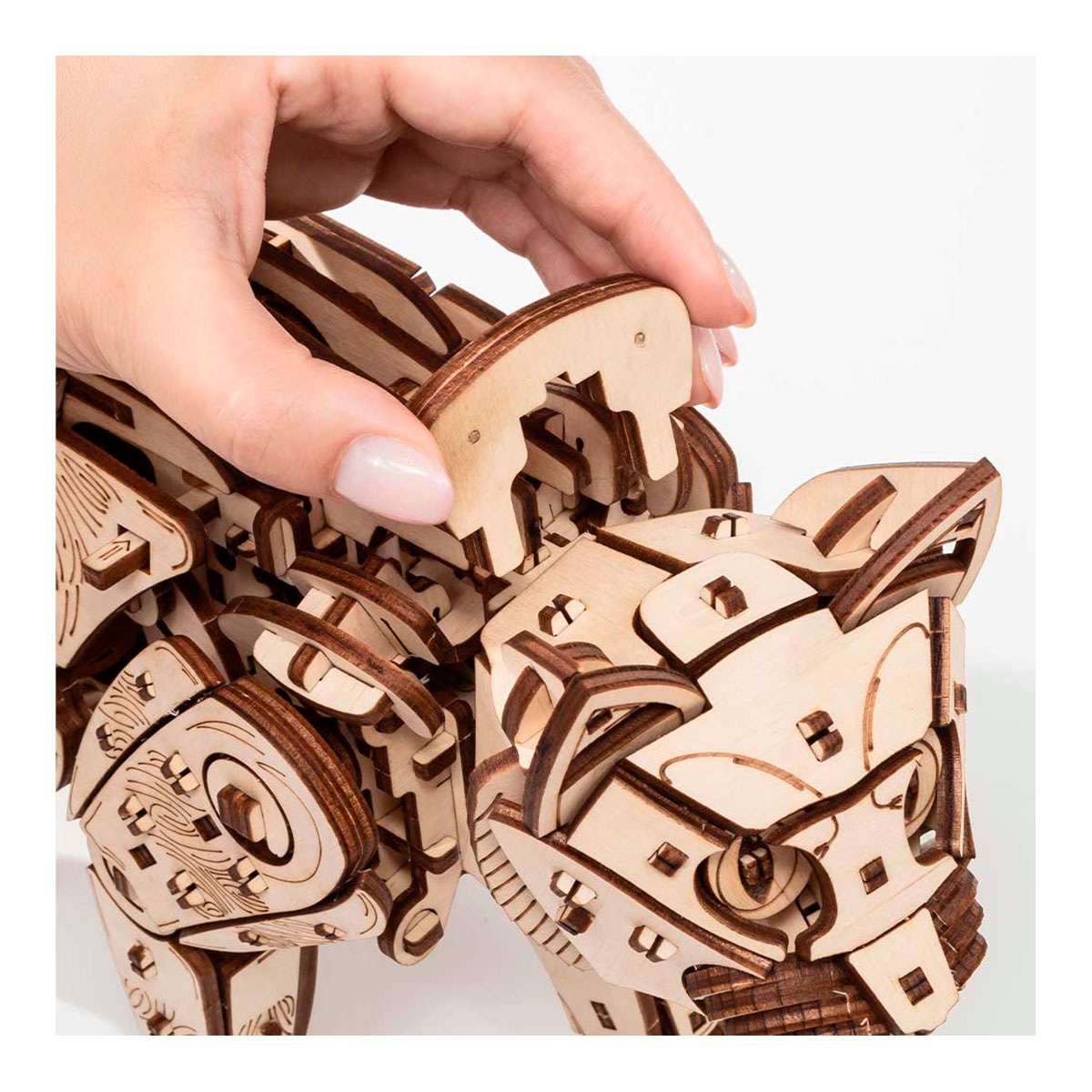 3D-Holzpuzzle Mechanische Katze