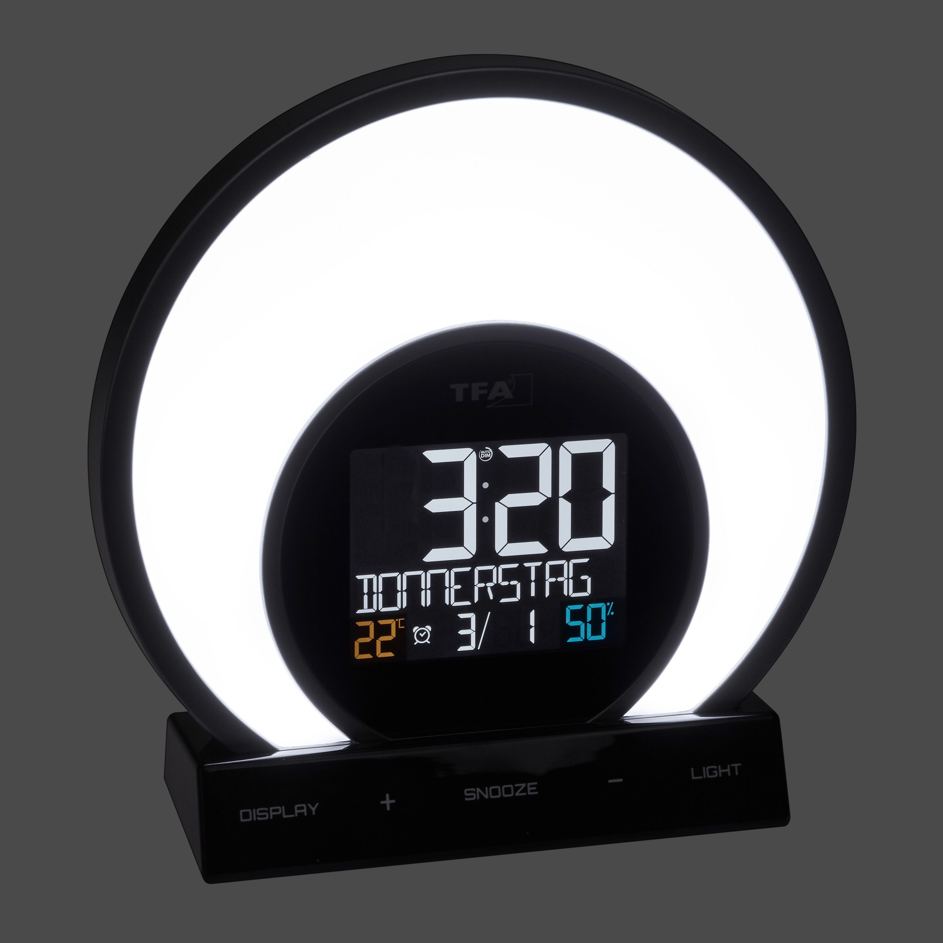 Lichtwecker mit Farbwechsel-Stimmungslicht und Raumklima