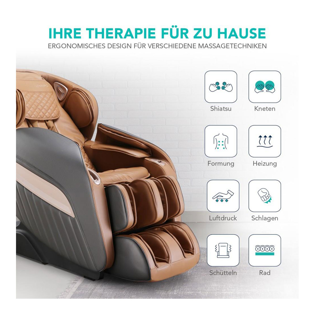 Ganzkörper Massagestuhl Grau/Braun Ganzkörper Massagestuhl Grau/Braun