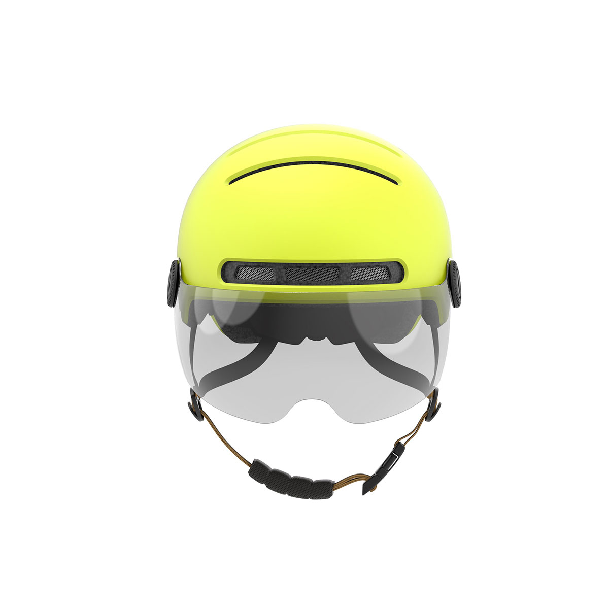 Fahrradhelm gelb mit Visier, Bremslicht und SOS-Alarm