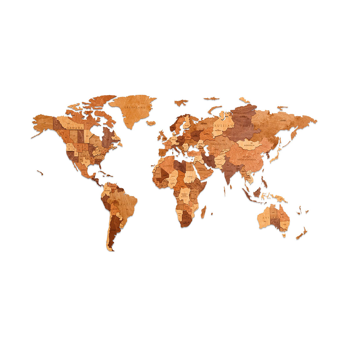 3D-Holzpuzzle, Set Weltkarte M + Flaggen-Pins
