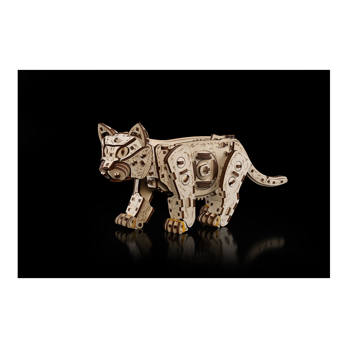 3D-Holzpuzzle Mechanische Katze