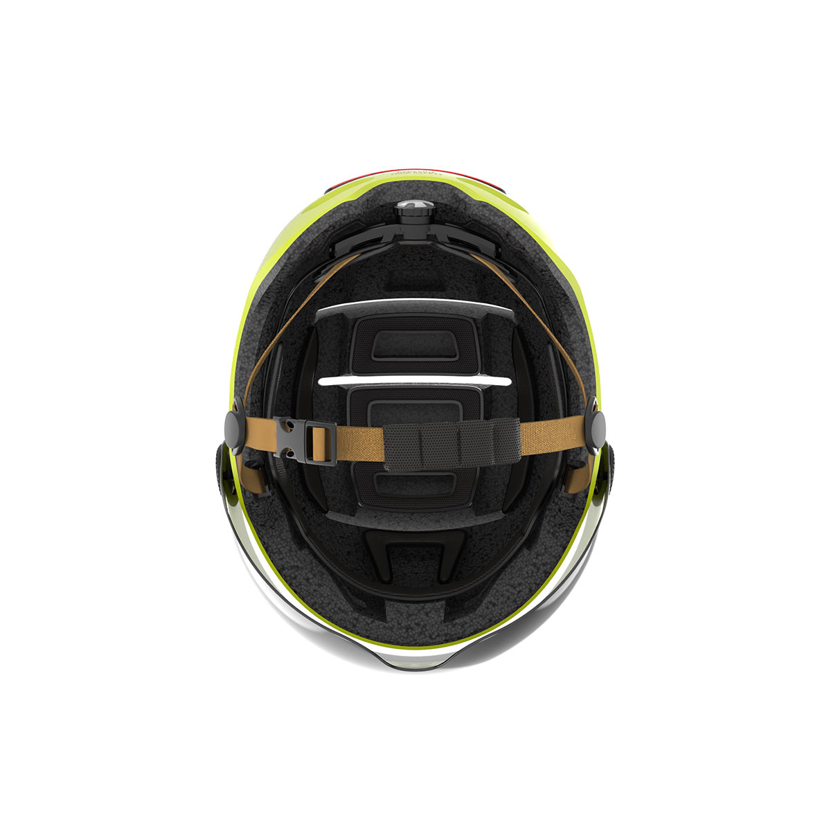 Fahrradhelm gelb mit Visier, Bremslicht und SOS-Alarm
