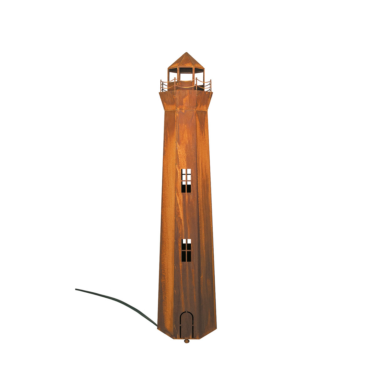 Leuchtturm mit Beleuchtungssatz, Edelrost Gartendeko