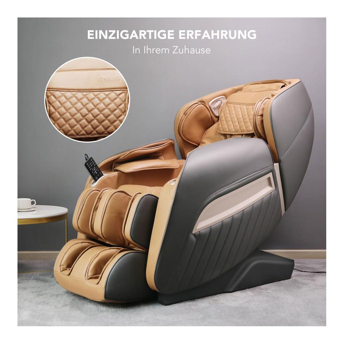 Ganzkörper Massagestuhl Grau/Braun Ganzkörper Massagestuhl Grau/Braun