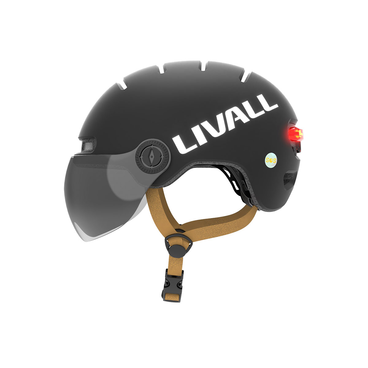 Fahrradhelm mit Visier, Bremslicht und SOS-Alarm