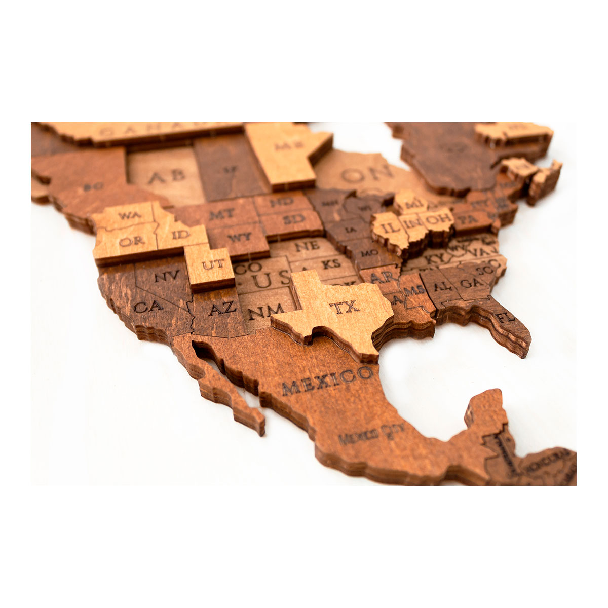 3D-Holzpuzzle, Set Weltkarte M + Flaggen-Pins