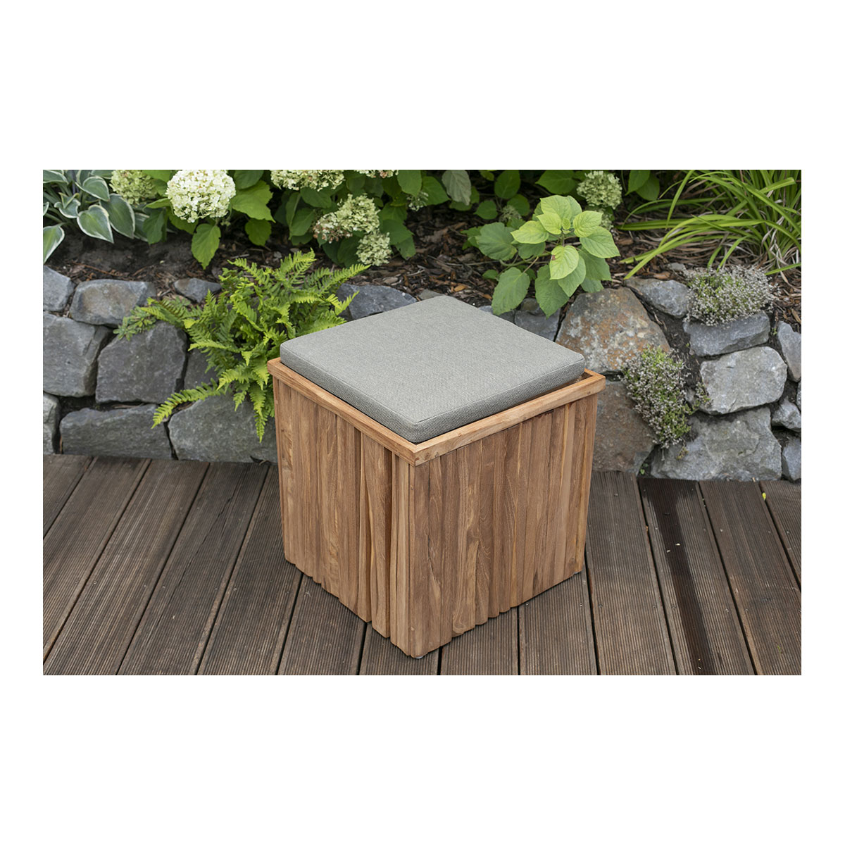 Teak-Box / -Hocker, inkl. Kissenauflage Teak-Box / -Hocker, inkl. Kissenauflage