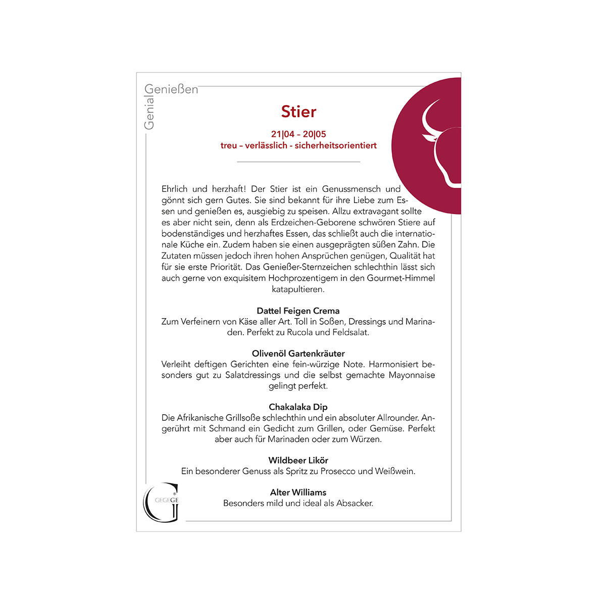 Geschenk-Set Sternzeichen Stier Geschenk-Set Sternzeichen Stier