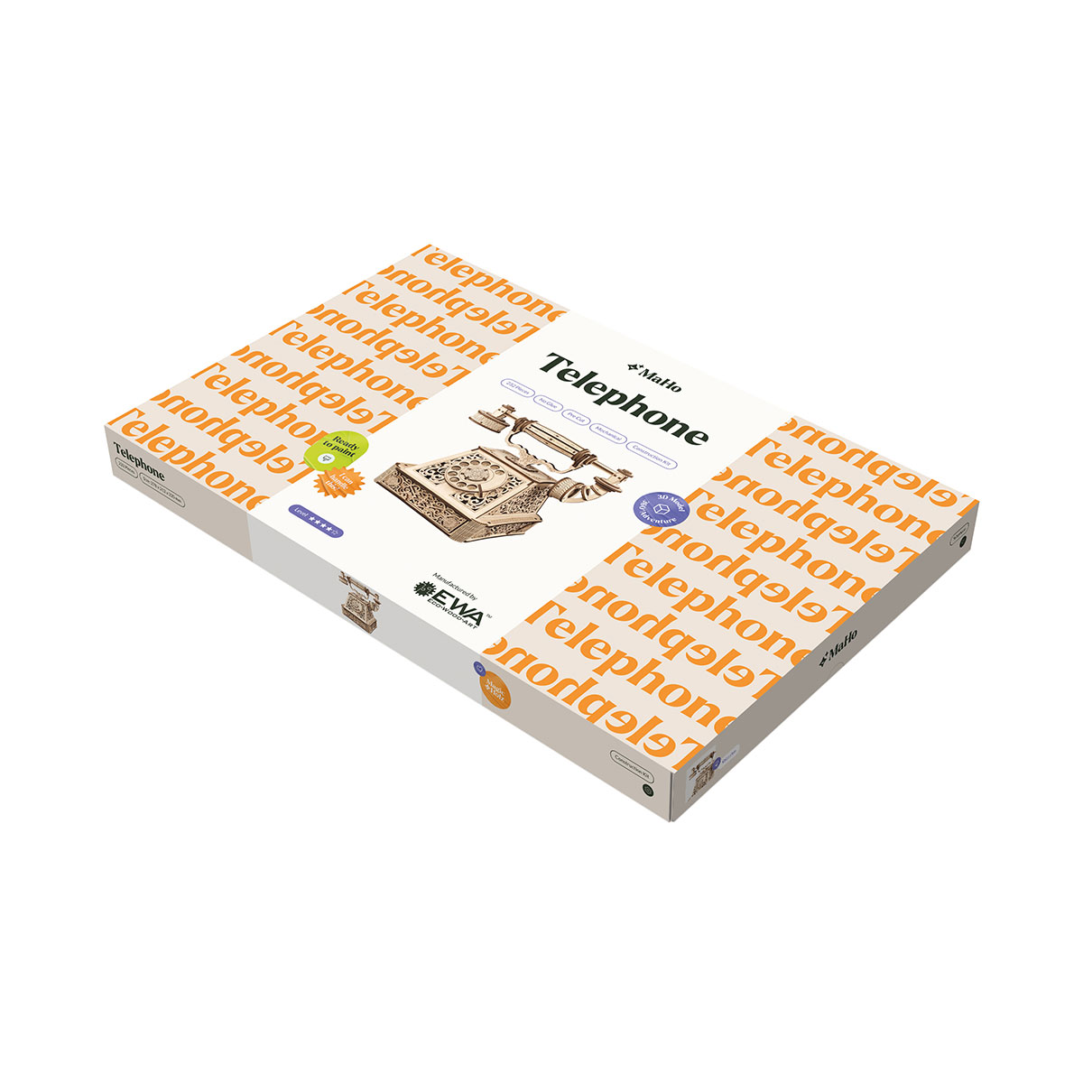 3D-Holzpuzzle, Retro Telefon