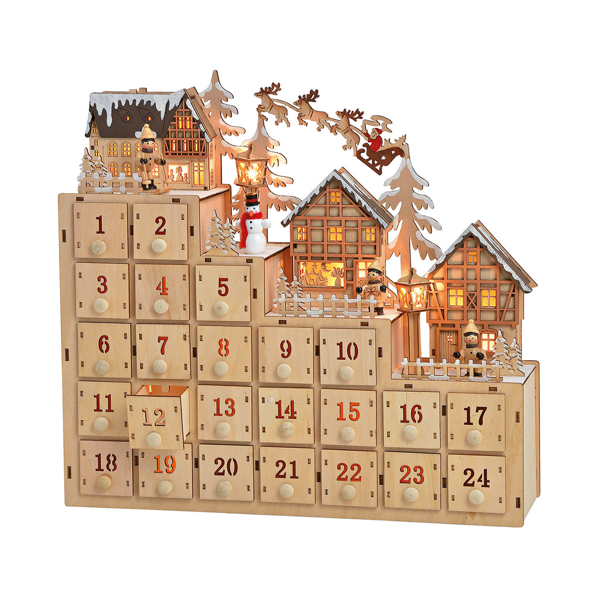 Adventskalender Winterszene aus Holz