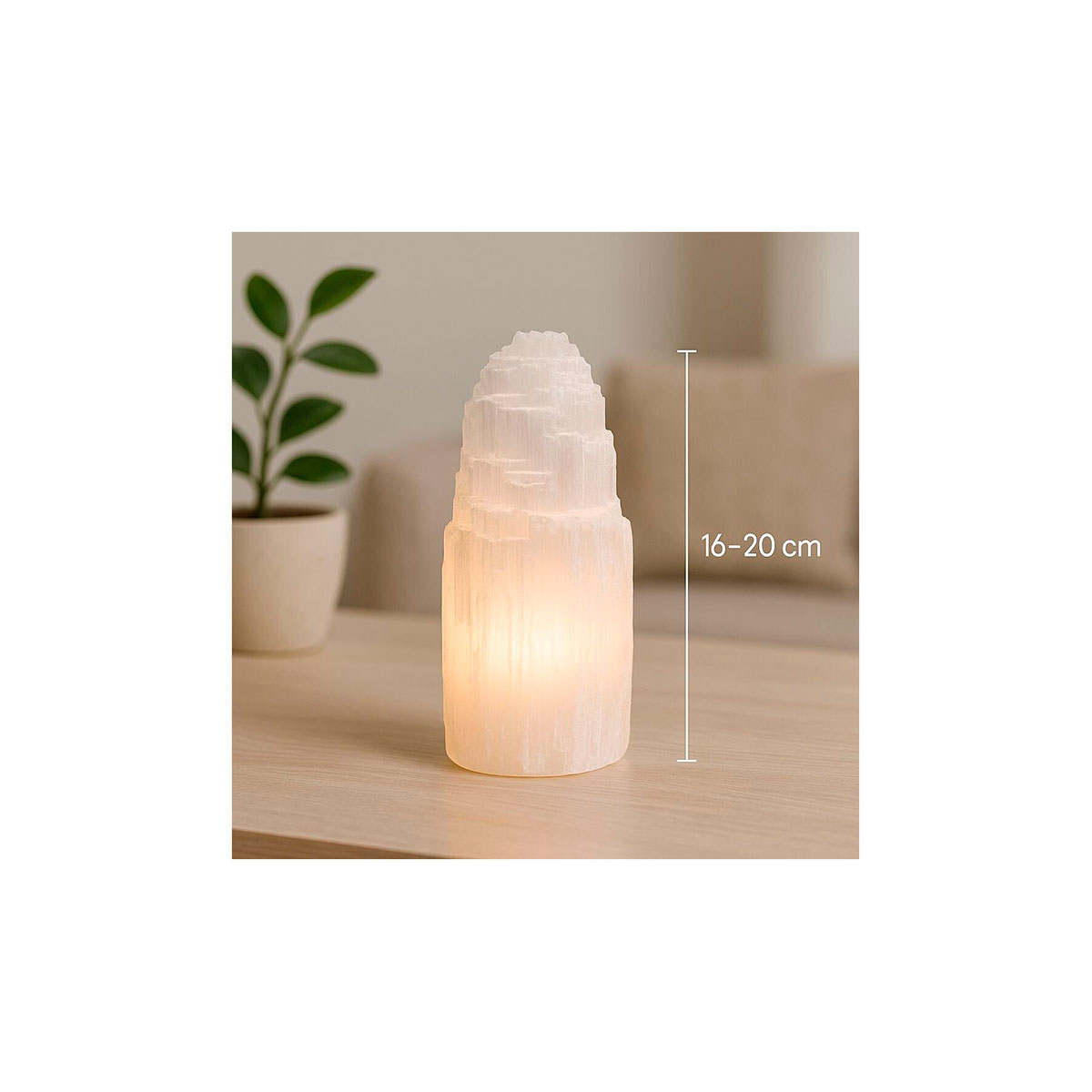 Beleuchteter Selenit "Eisberg" 16-20 cm ohne Sockel