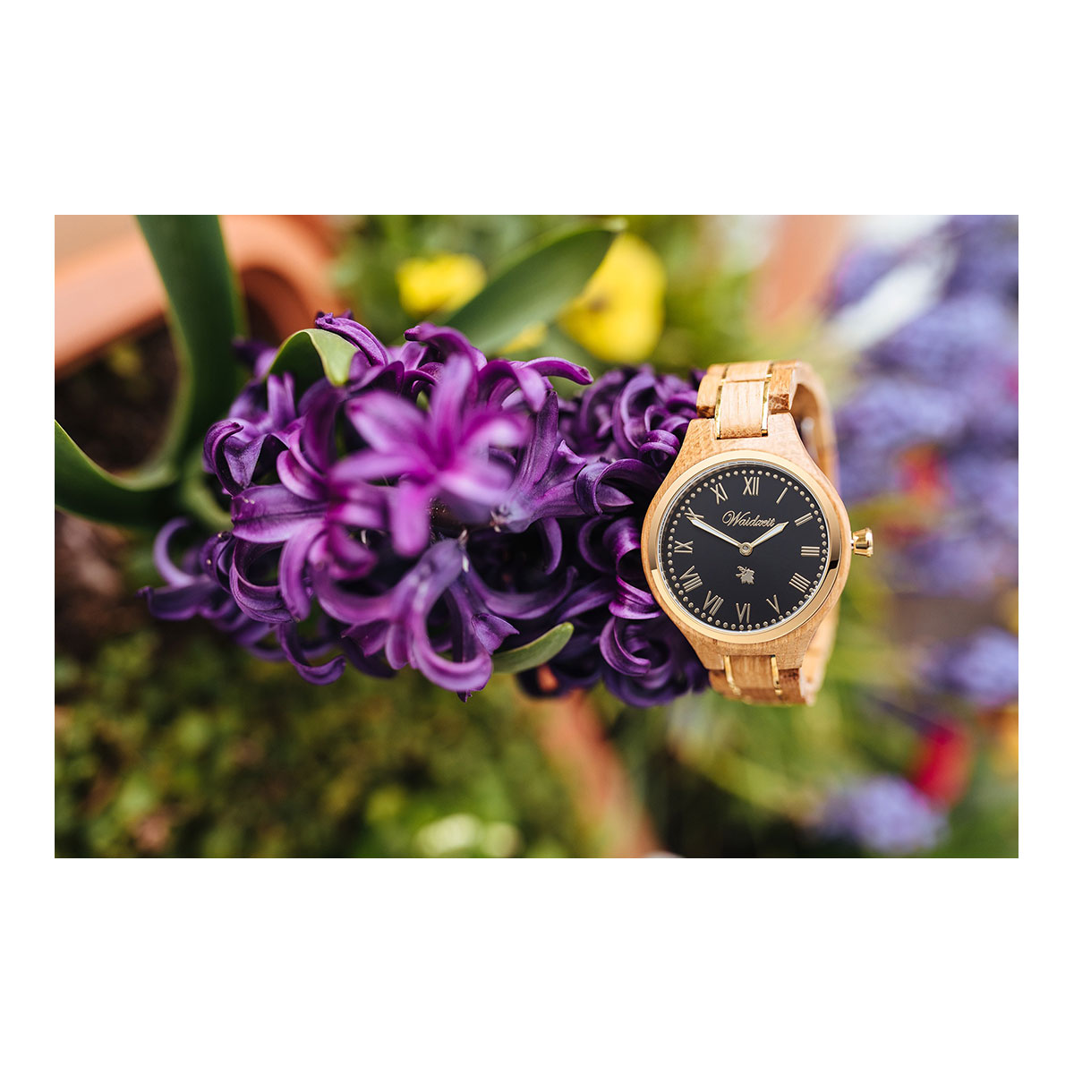 Damenuhr "Weinprinzessin Noir" - Eleganz in Holz & Gold für stilbewusste Genießerinnen