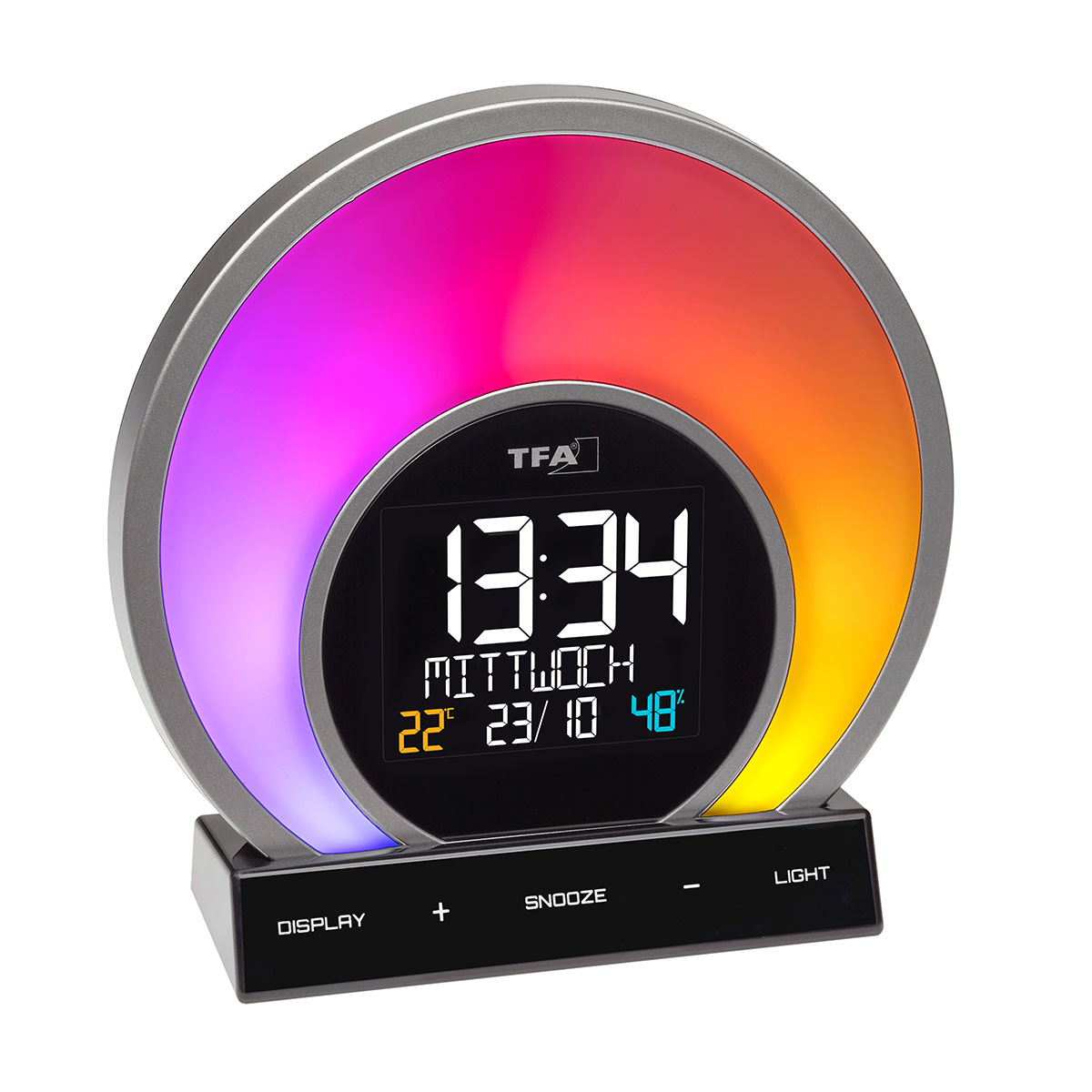 Lichtwecker mit Farbwechsel-Stimmungslicht und Raumklima