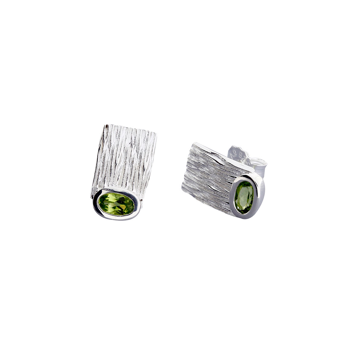 Ohrstecker Crease Silber, Peridot