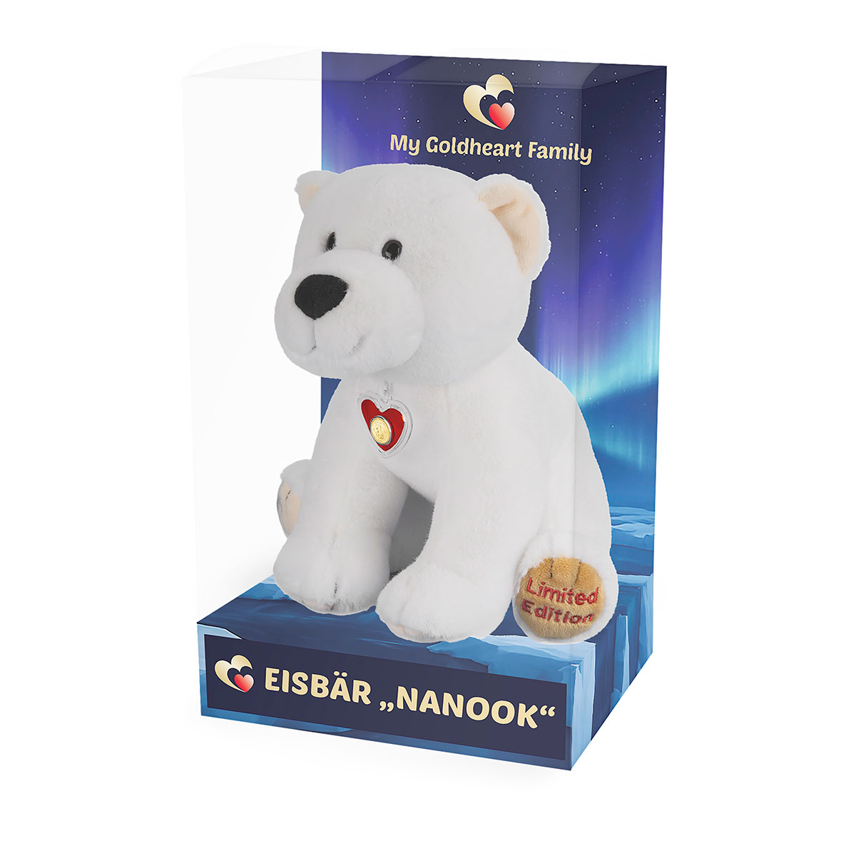 Goldmünze mit Plüsch-Eisbär "Nanook"